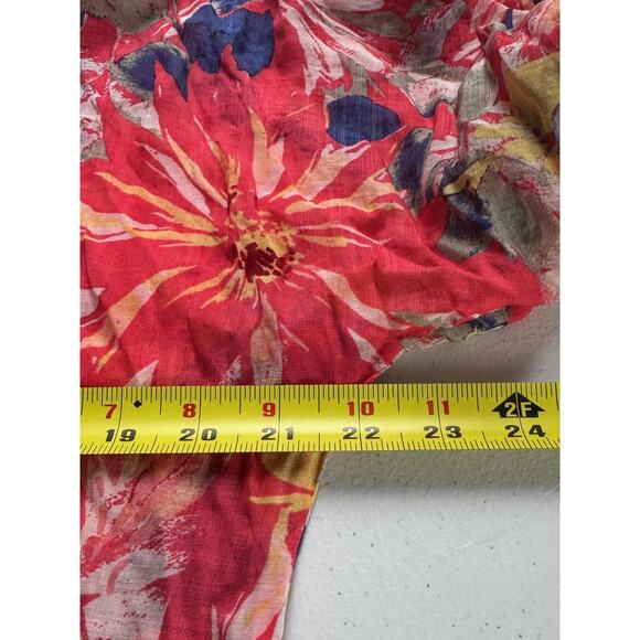 Vince Camuto Shirt Womens Medium Multicolor Floral Sheer Button Front Tie Hem - Picture 5 of 9